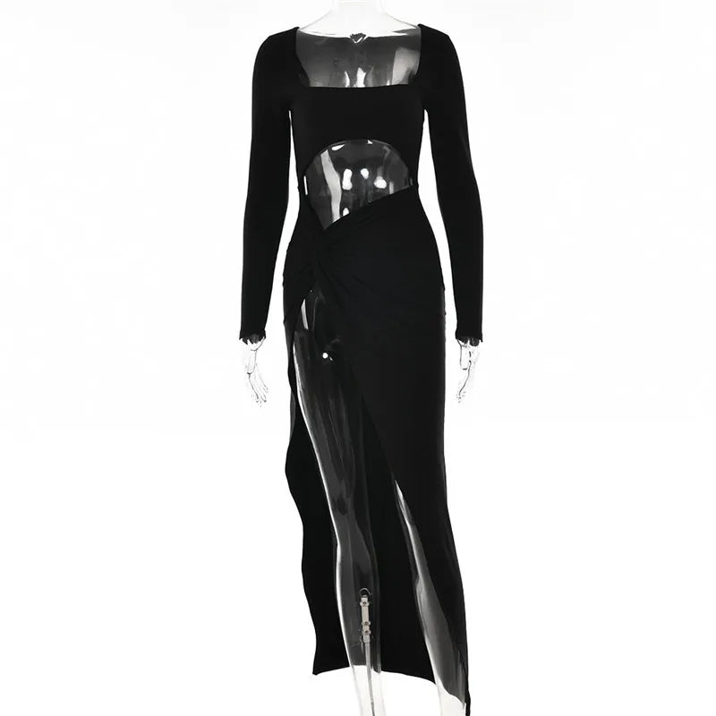 Elegant Hollow Out High Split Maxi Dress for Women - Image 29