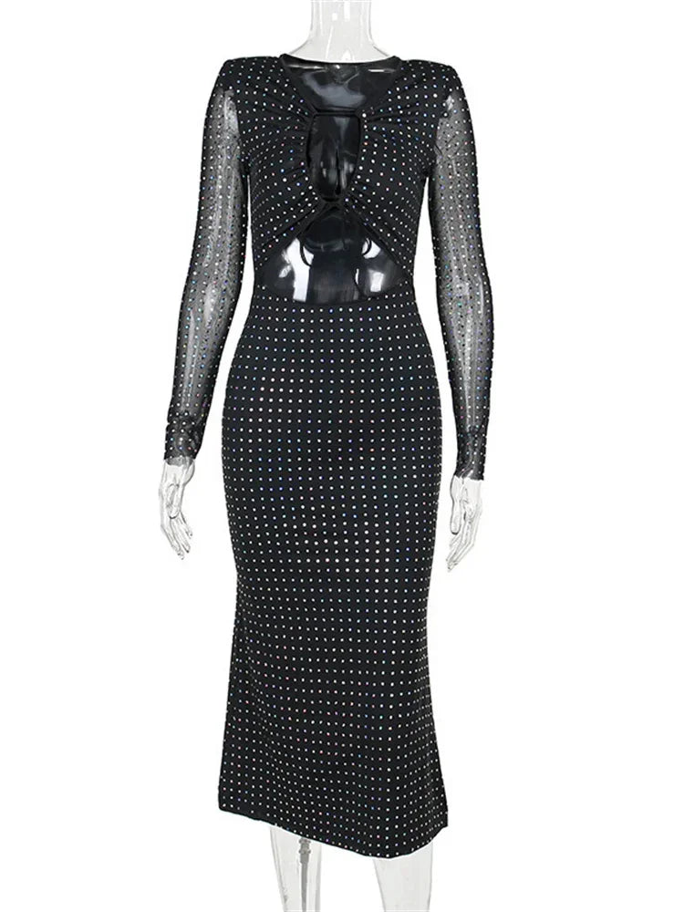 Sexy Hollow Out Glitter Maxi Dress for Clubs - Image 7