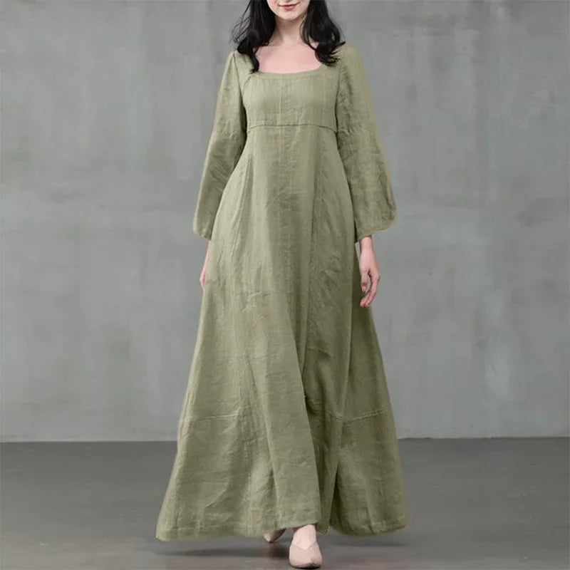 Vintage Square Collar Flare Sleeve Casual Sundress for Women