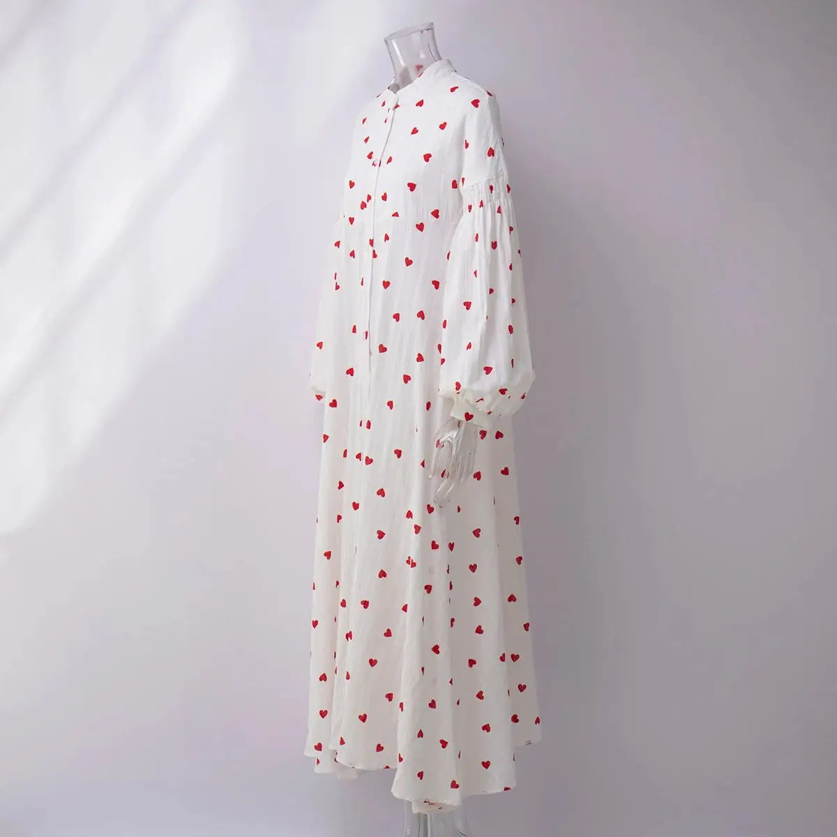 Women's Vintage A-Line Heart Print Cotton Summer Dress - Image 10