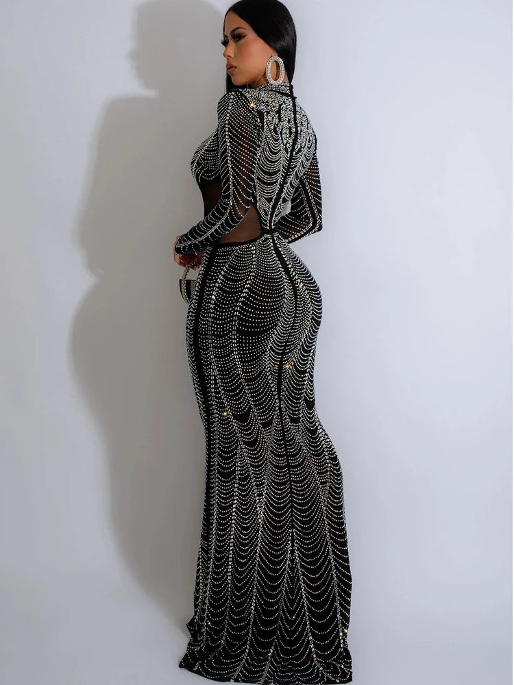 Elegant Long Sleeve Black Mesh Dress for Women - Image 4
