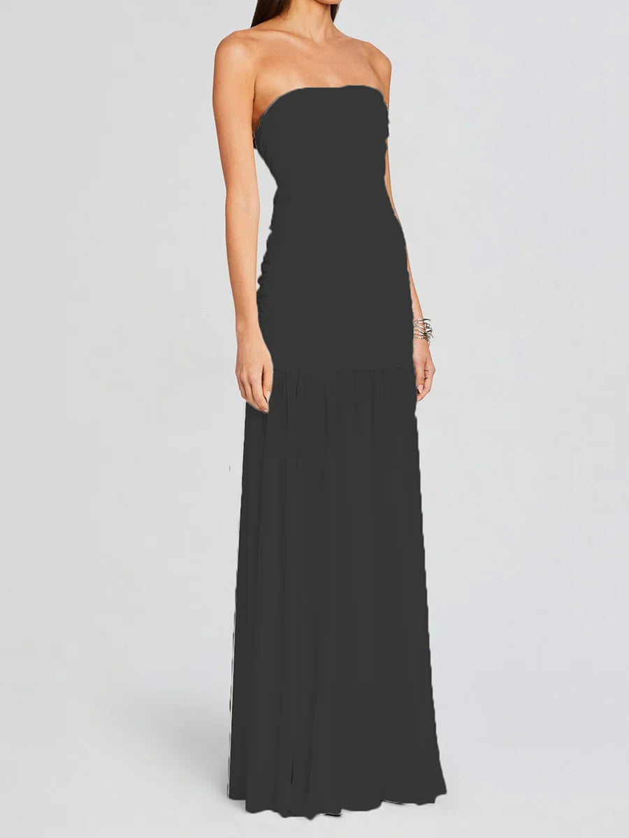 Tropical Print Tube Top Maxi Dress with High Slit - Image 13