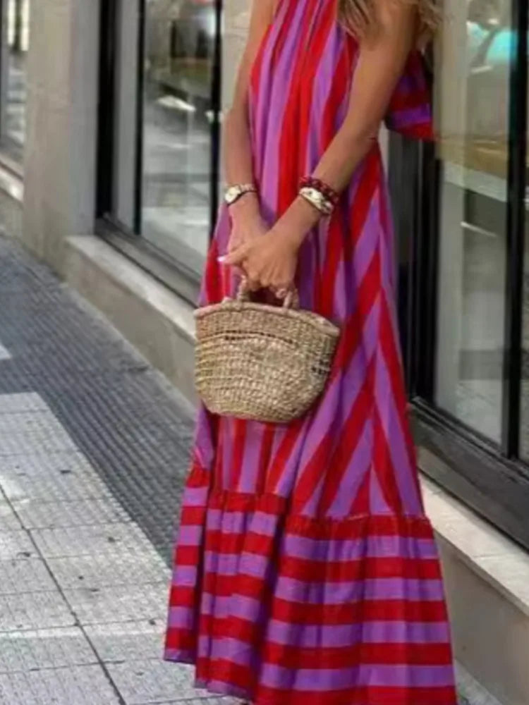 Chic Backless Halter Neck Casual Dress for Women - Image 6