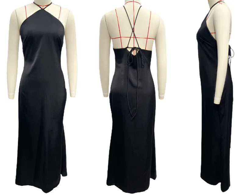 Elegant Sleeveless Halter Maxi Dress for Evening Parties - Image 18