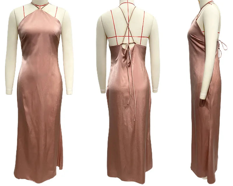Elegant Sleeveless Halter Maxi Dress for Evening Parties - Image 17