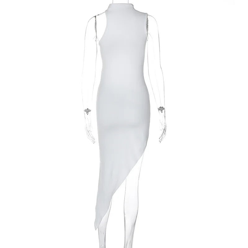 Sexy Hollow Out Nightclub Dress - Sleeveless Split Design - Image 16