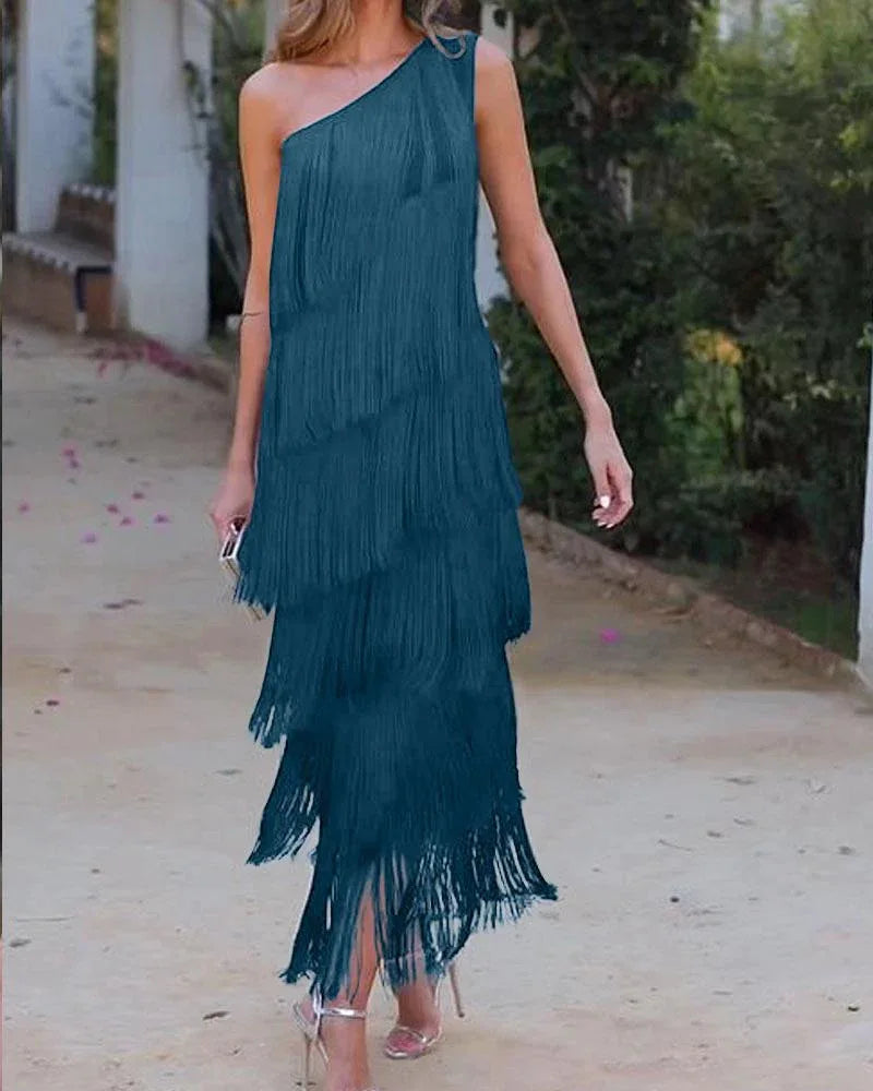 Trendy Asymmetrical Fringed Dress for Spring & Summer - Image 14
