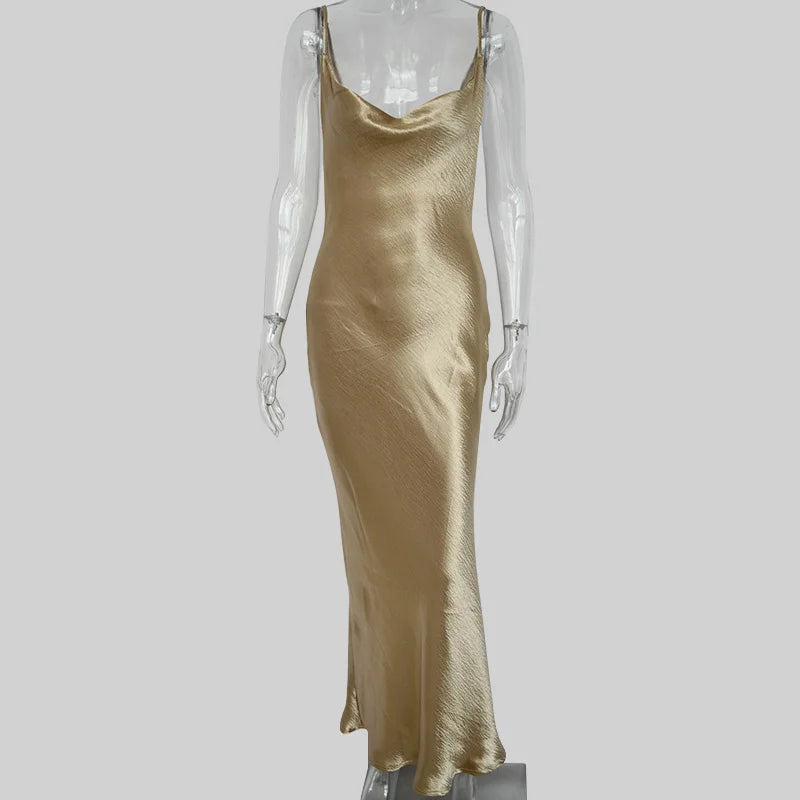 Elegant Backless Satin Spaghetti Strap Summer Dress for Parties - Image 22