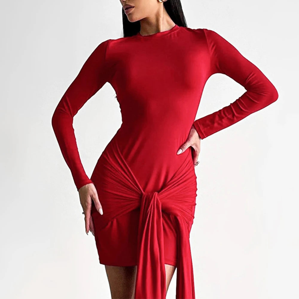 Chic Long Sleeve Bandage Slim Dress for Parties - Image 5