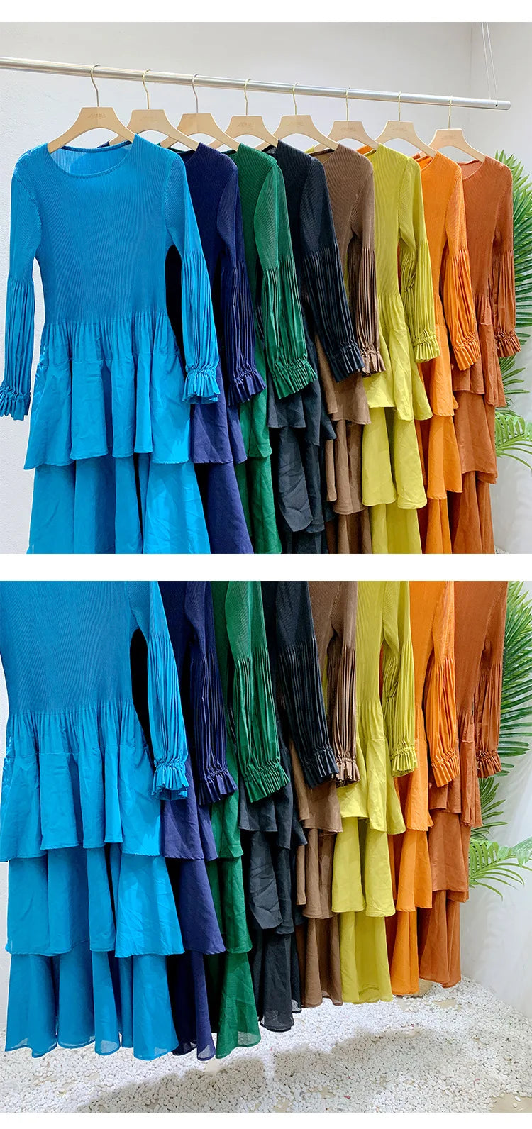 Elegant Lantern Sleeve Dress with Lotus Edge Skirt - Image 21