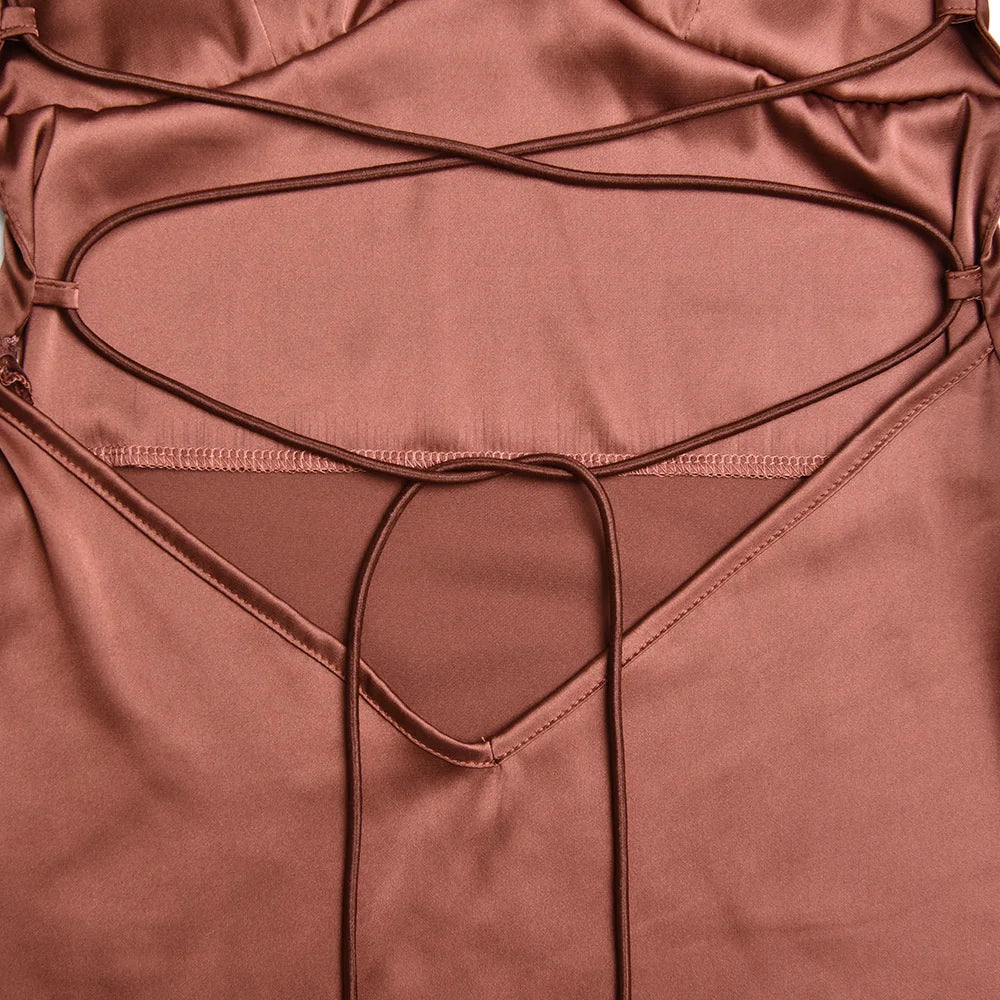Elegant Satin Backless Maxi Dress with Spaghetti Straps - Image 25
