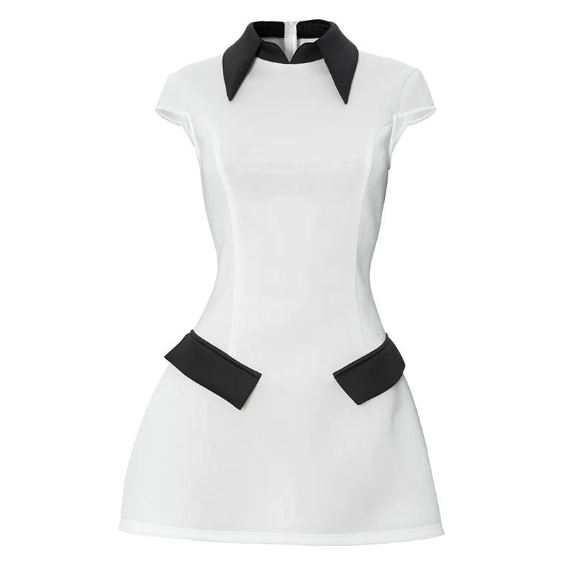 Elegant White Short Sleeve Mini Dress for Summer Parties - Image 23