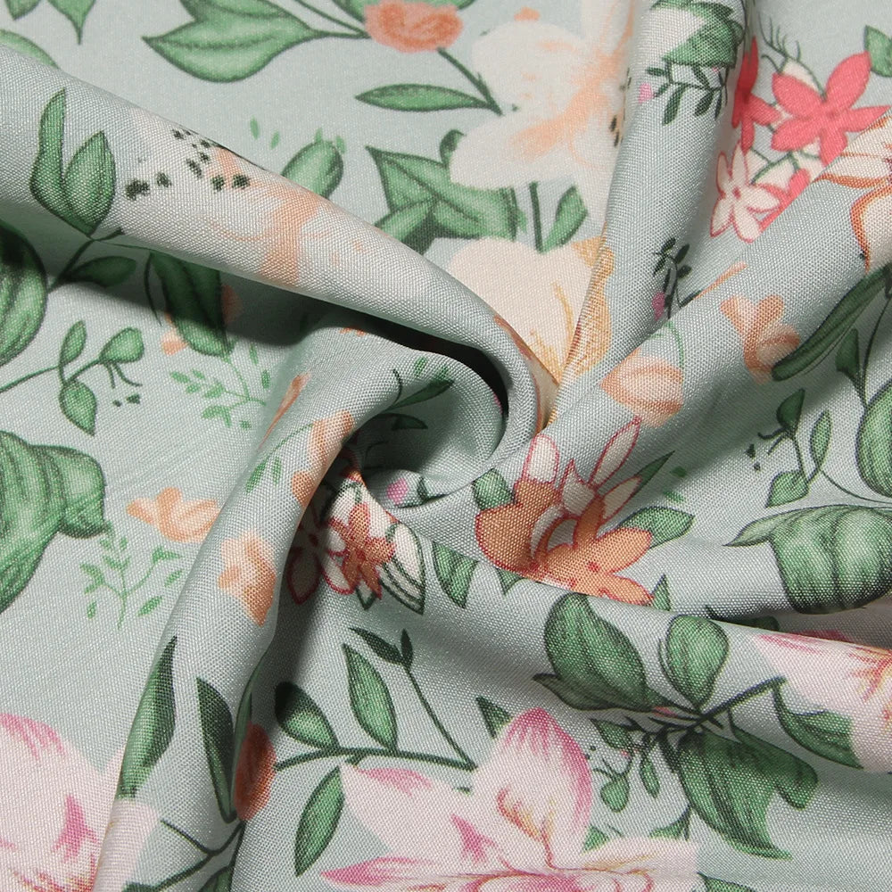 Elegant Green Lace-Up Floral Print Summer Dress for Women - Image 39