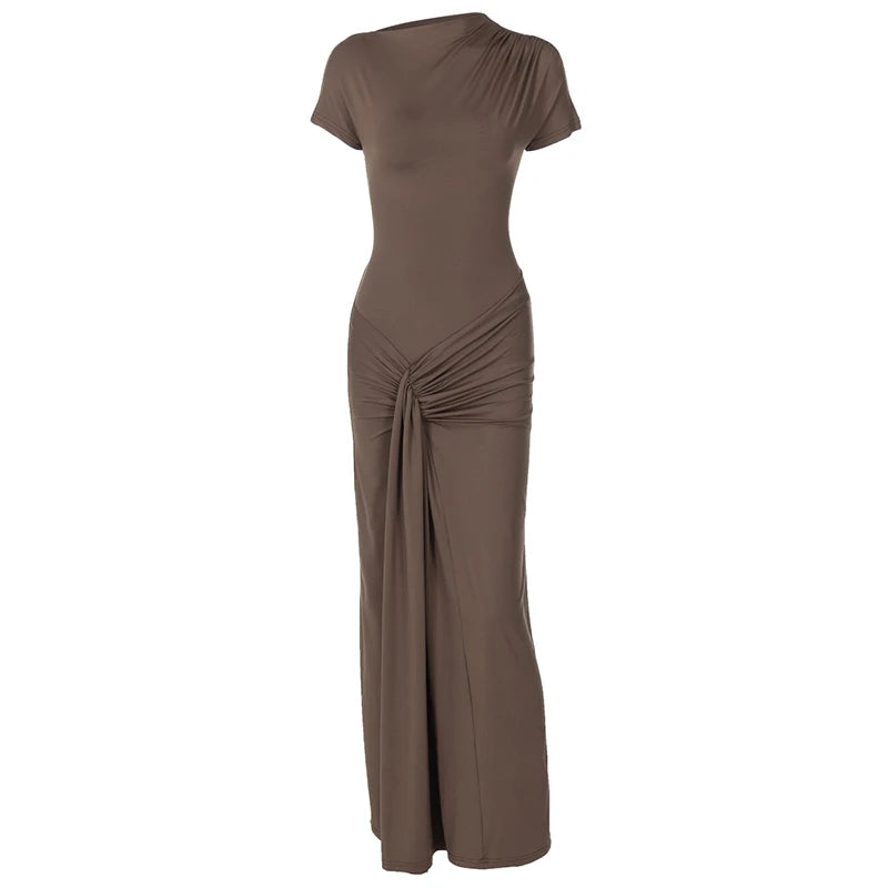 High Waist Sexy Maxi Dress with Lace-Up Detail - Image 25