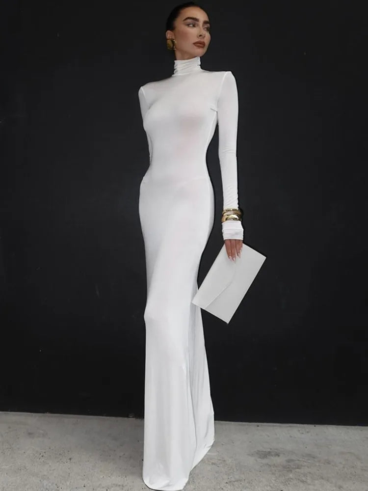 Stylish Long Sleeve Turtleneck Maxi Dress for Women - Image 6