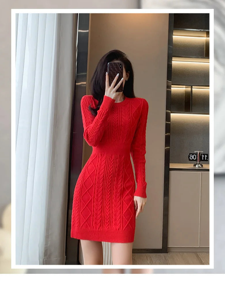 Soft Cozy Wool Knit Mini Dress for Autumn/Winter - Image 7