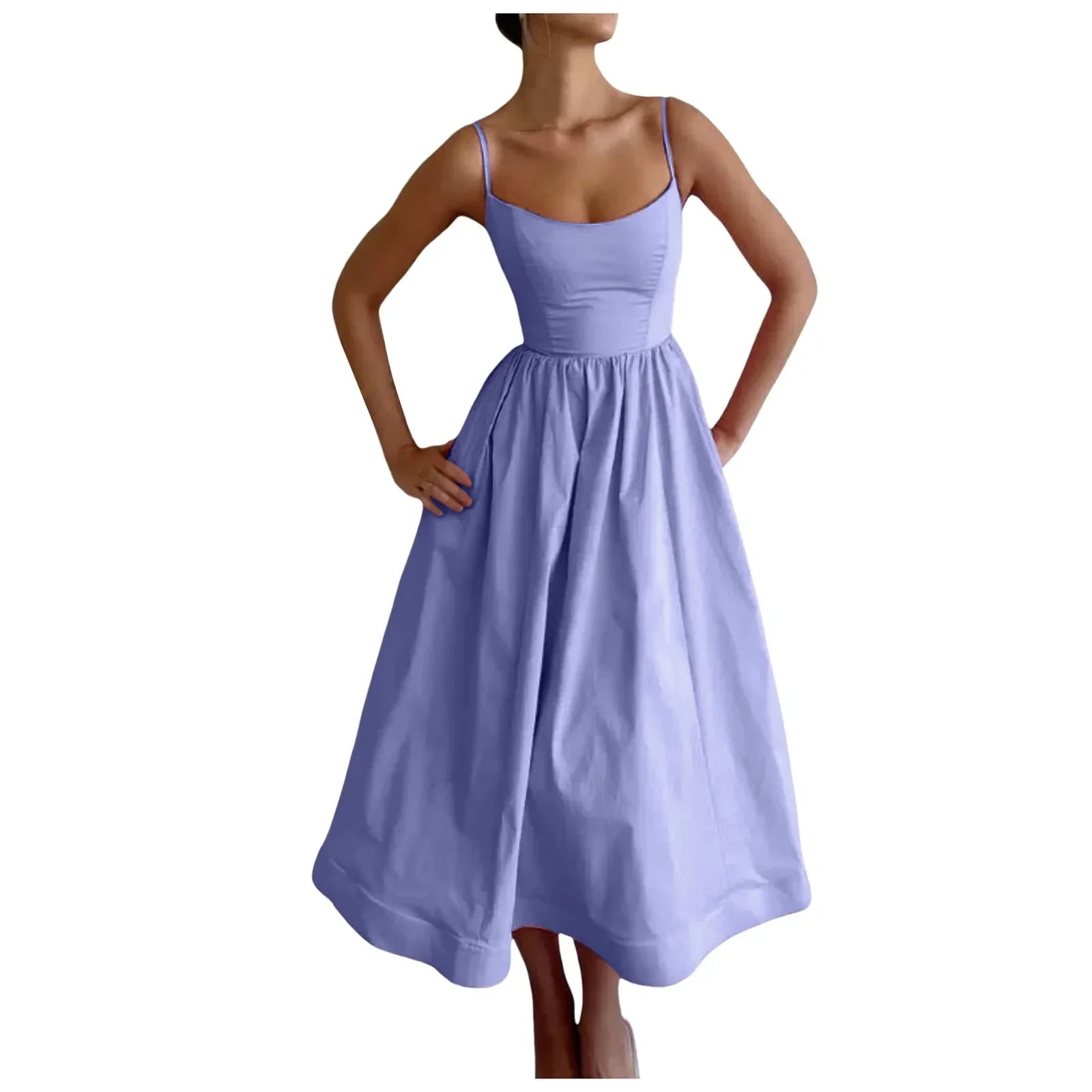 Elegant Pink Pleated Sleeveless Midi Dress for Women - Image 9