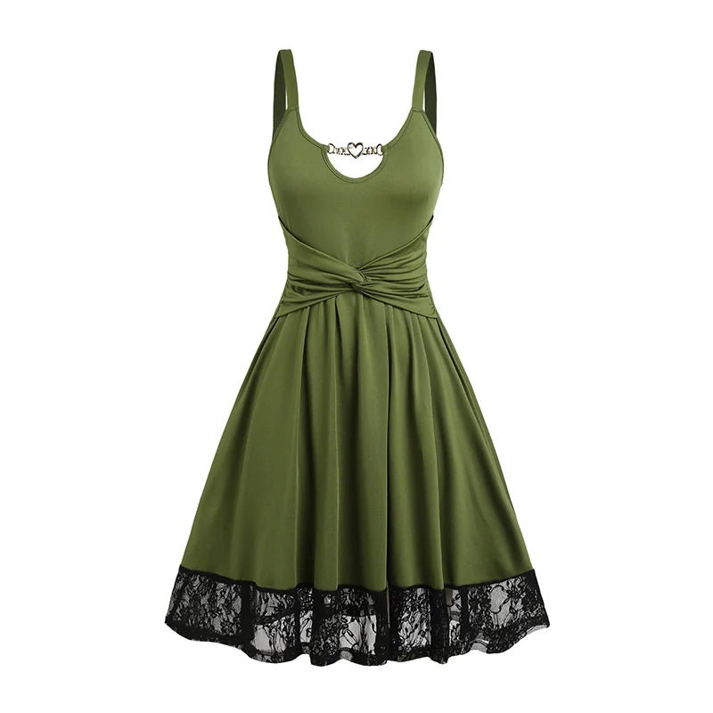 Elegant Cold Shoulder Lace-Up Asymmetric Black Dress - Image 13