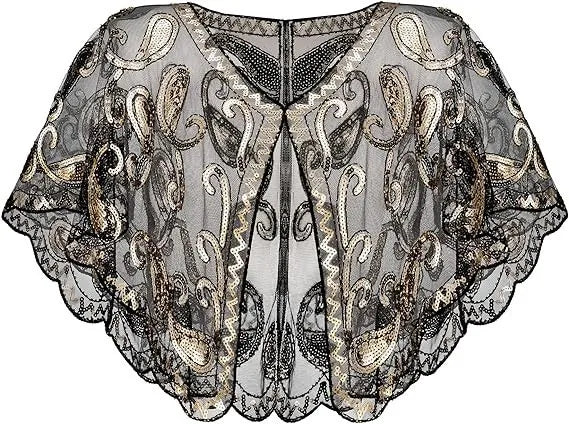 1920s Retro Sequin Beaded Shawl for Flapper Parties - Image 6
