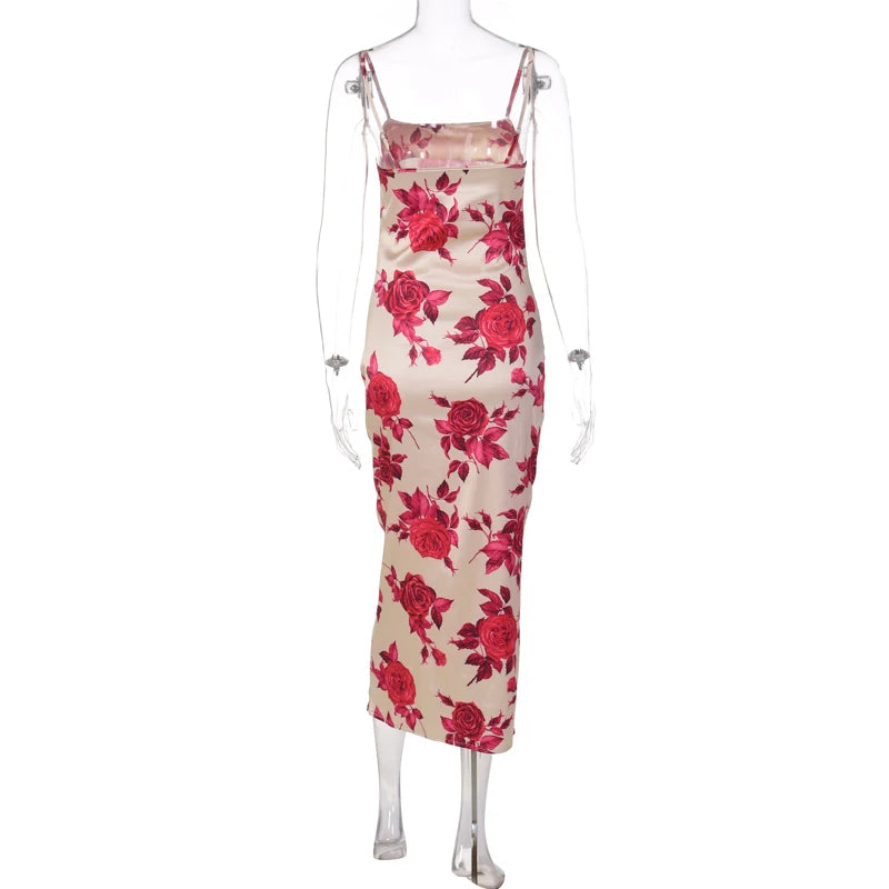 Floral Printed Bodycon Midi Dress for Summer Parties - Image 17