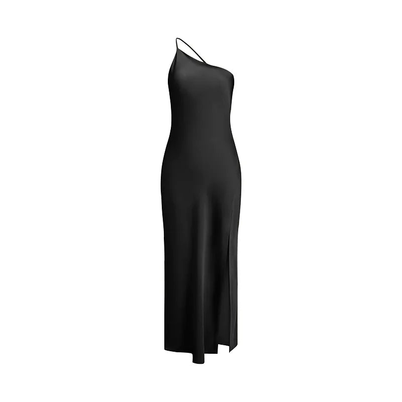 Elegant Yellow Satin Backless Lace-Up Summer Dress for Women - Image 2