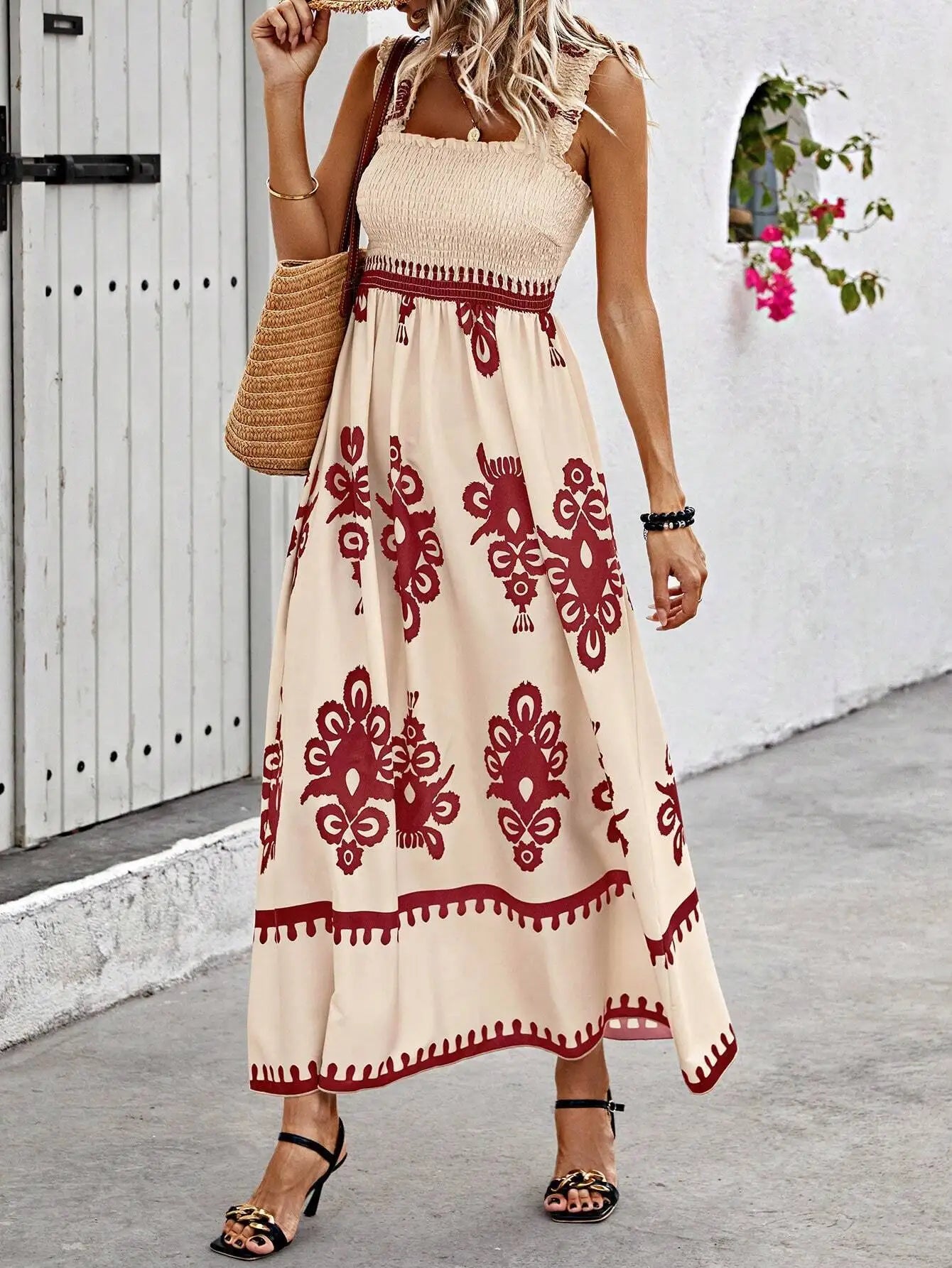 Elegant Women's Halter Beach Sundress with Stylish Print - Image 47