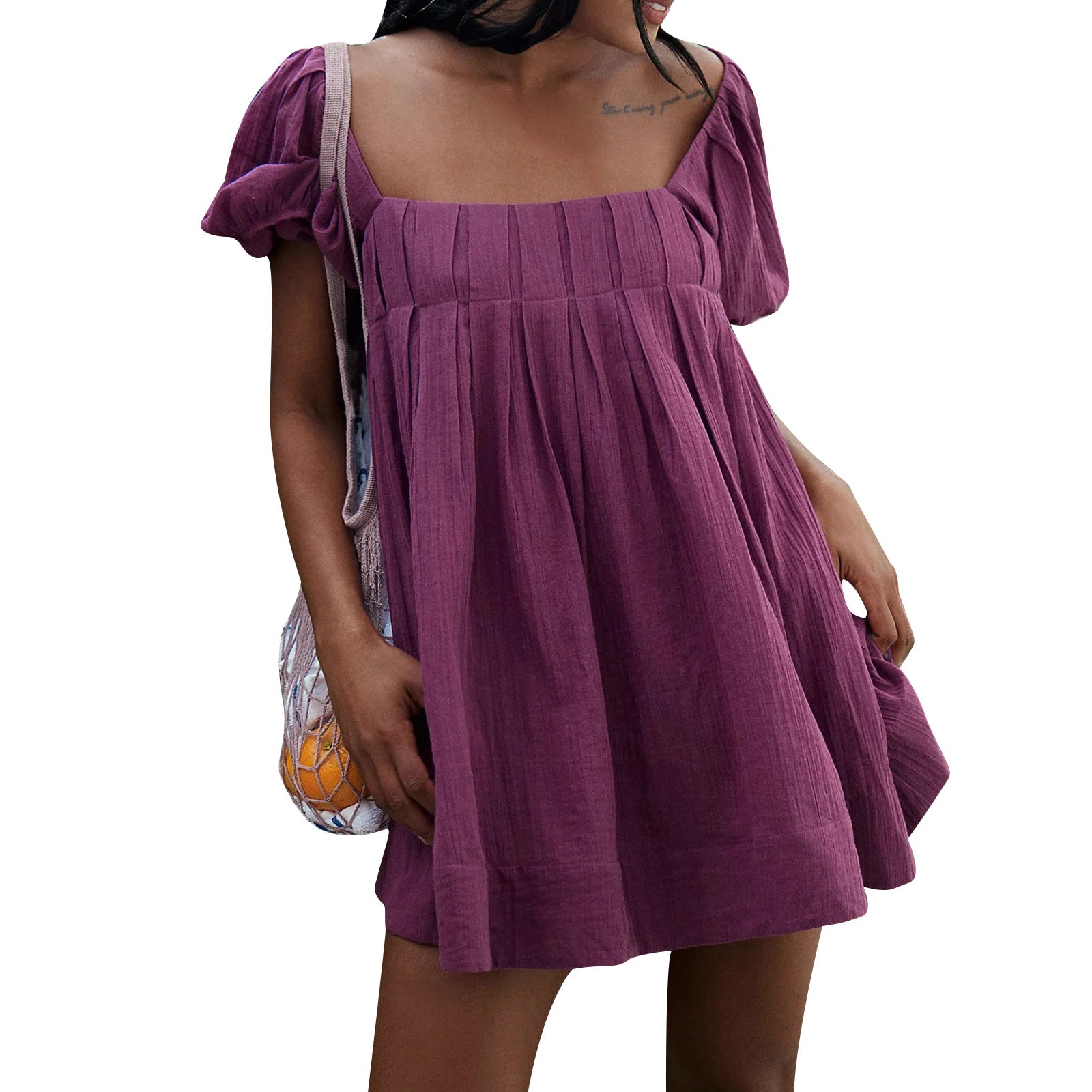 Chic Women's Summer Babydoll Puff Sleeve Dress - Image 25