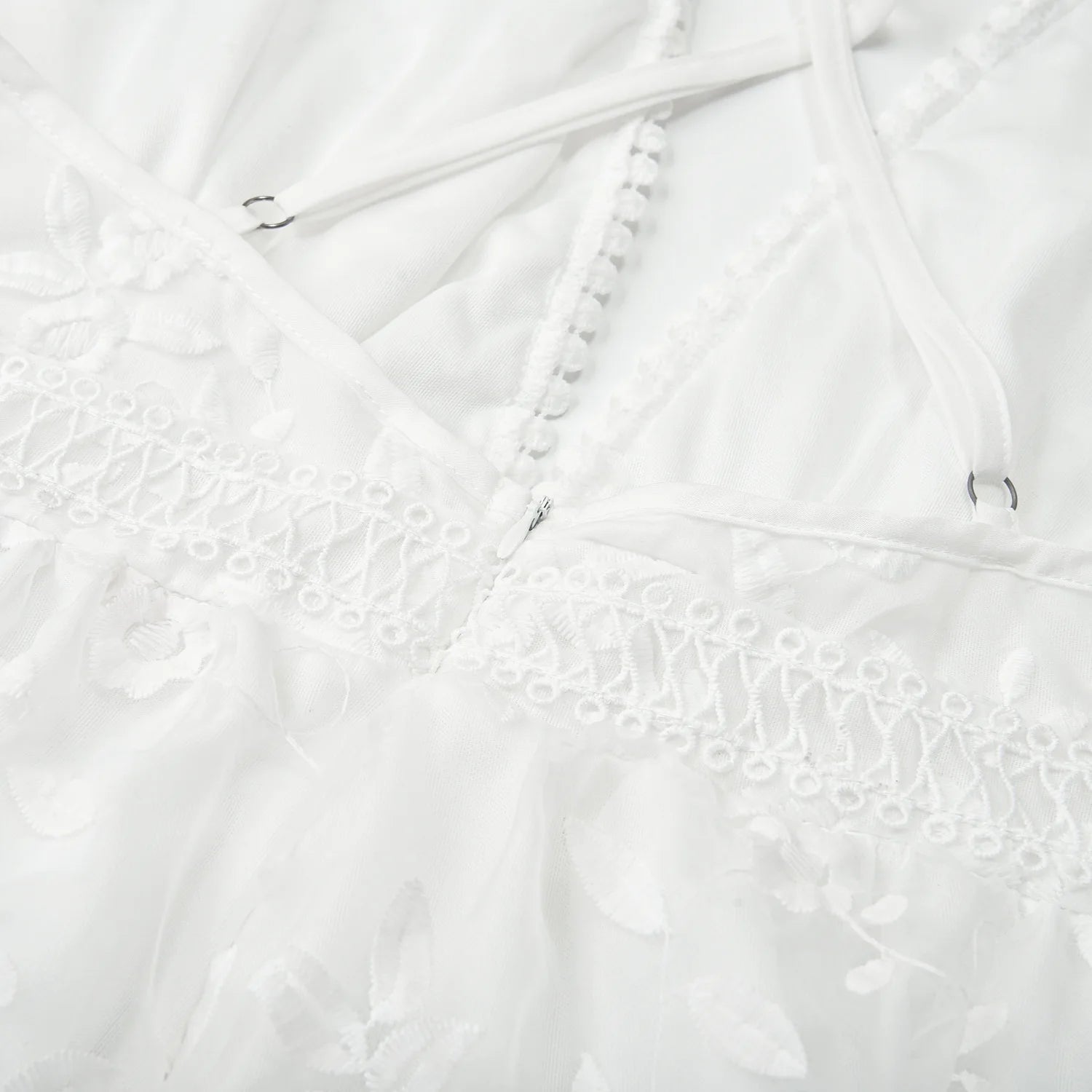 Elegant Backless White Summer Lace Mini Dress - Image 18