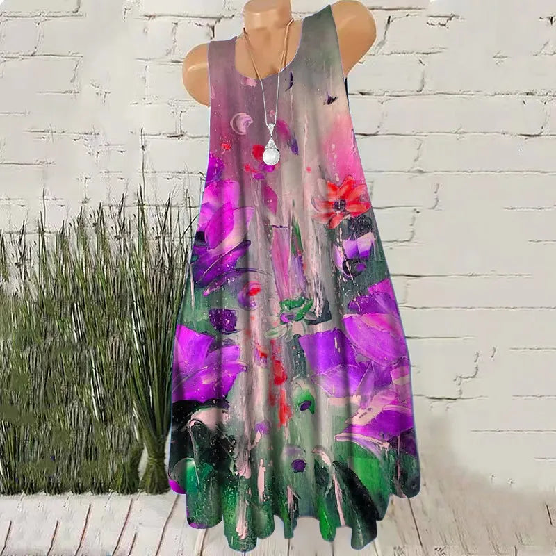 Stylish Hand-Painted Sleeveless Mini Dress for Women - Image 25