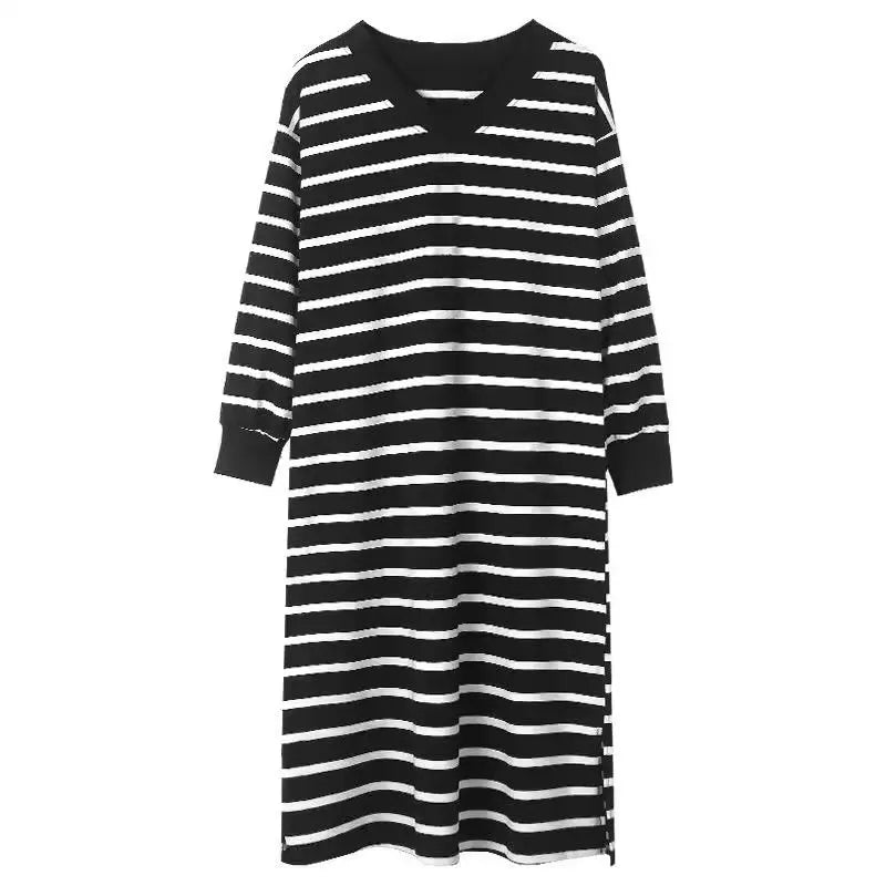 Plus Size Striped V-Neck Midi Dress - Casual Chic - Image 6