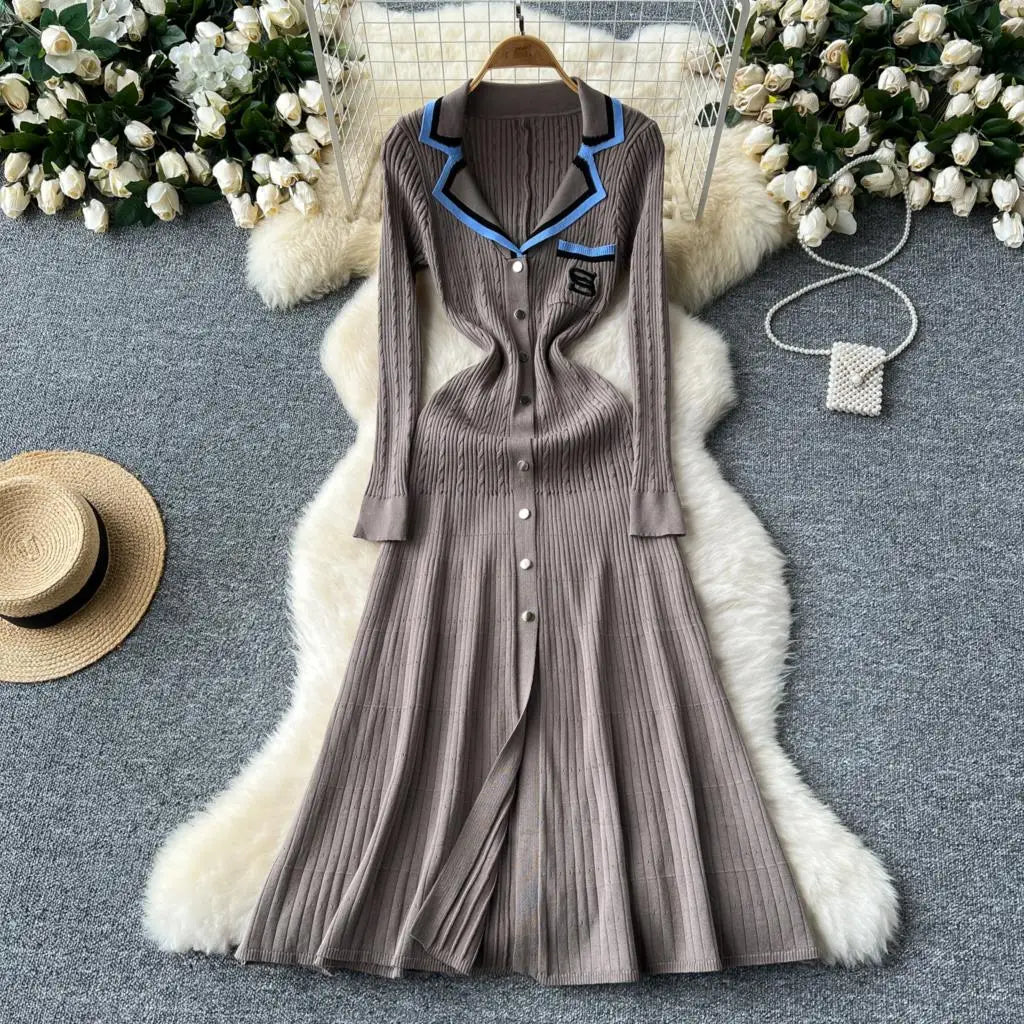 Elegant French Retro Knitted Slim Dress for Women - Image 6