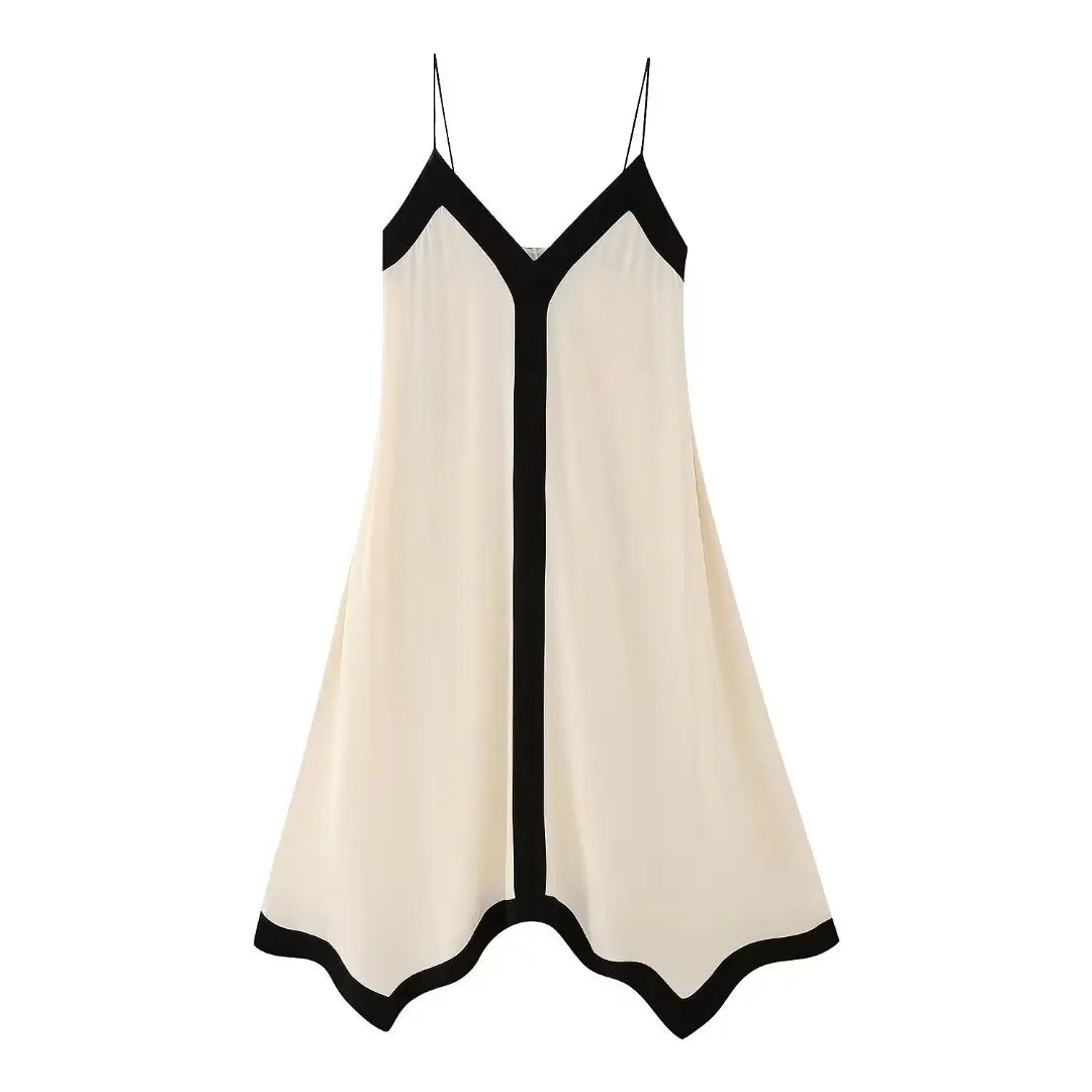 Chic Patchwork Color Suspender Dress for Parties - Image 7