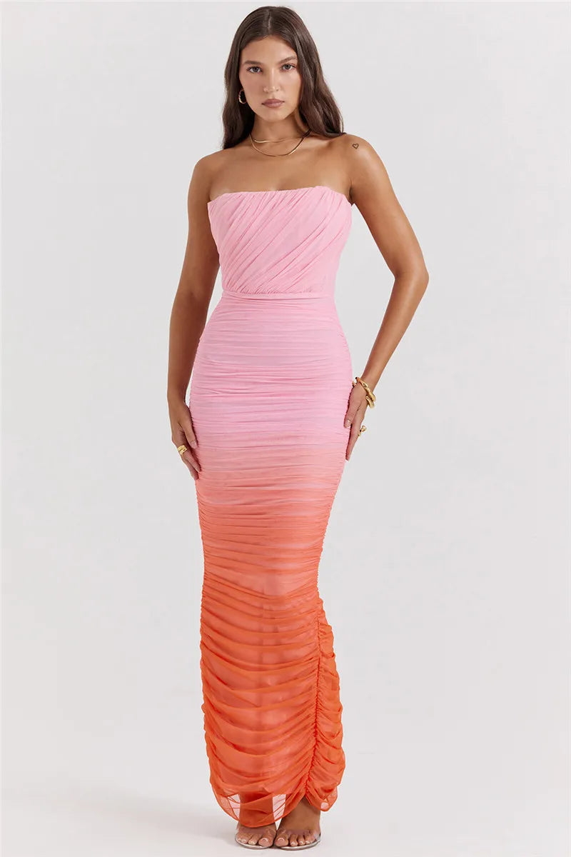 Elegant Strapless Off-Shoulder Maxi Dress with Back Split - Image 16