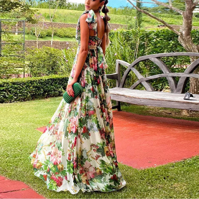 Chic Floral Bohemian High-Waist Summer Dress for Women