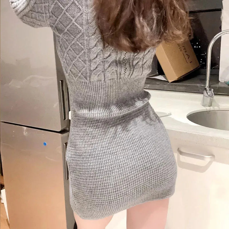 Elegant Red Hooded Knit Dress for Women - Image 22