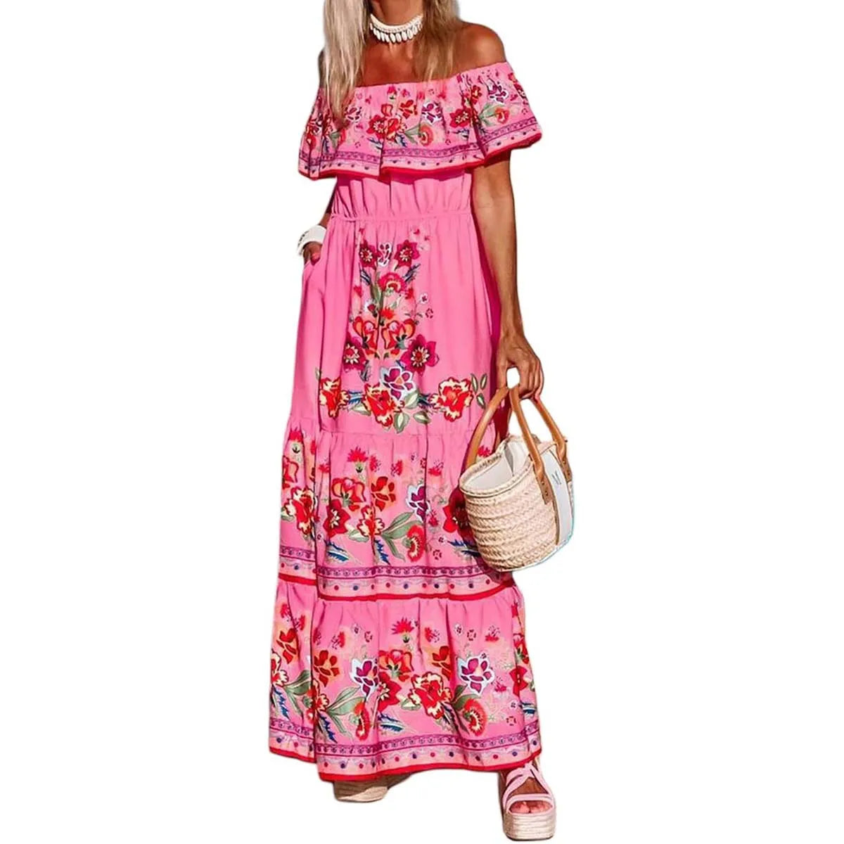 Women's Off-Shoulder Floral Print Cinco de Mayo Dress - Image 14