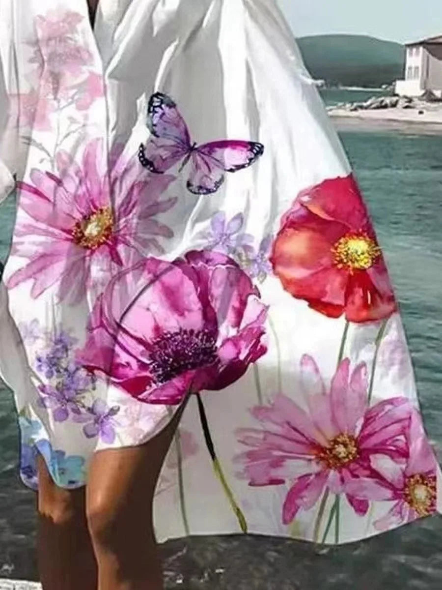Chic Autumn Printed Lapel Long Sleeve Dress for Women - Image 14
