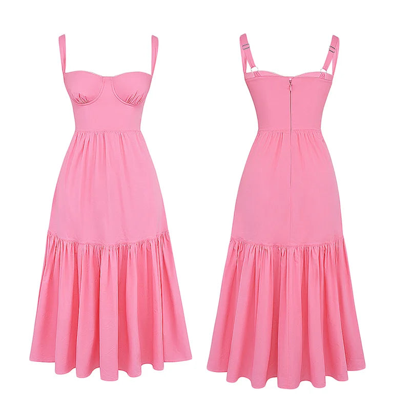 Stylish Solid Color Sleeveless Corset Summer Dress - Image 48