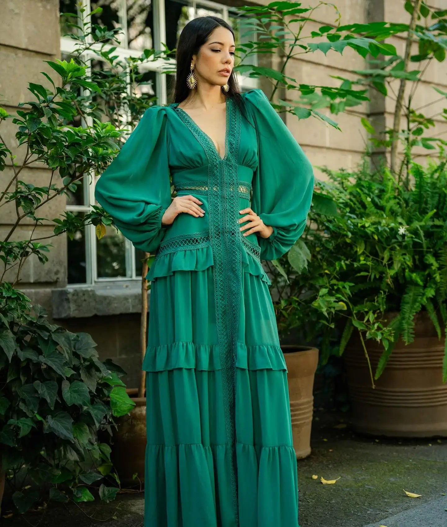 Women's Long Sleeve V-Neck Maxi Dress for Parties - Image 23