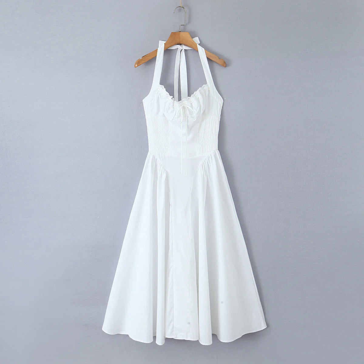 Floral Lace Trim Backless Halter Midi Dress for Women - Image 27