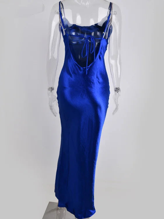 Elegant Backless Satin Spaghetti Strap Summer Dress for Parties - Image 29