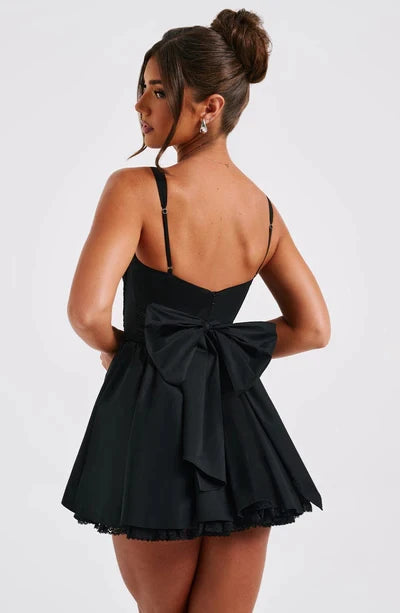 Women's Lace Trim Sleeveless A-Line Corset Mini Dress - Image 10