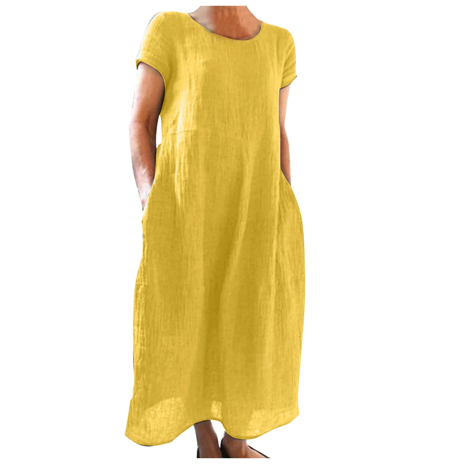 Casual Loose Short Sleeve O-Neck Long Dress for Women - Image 19