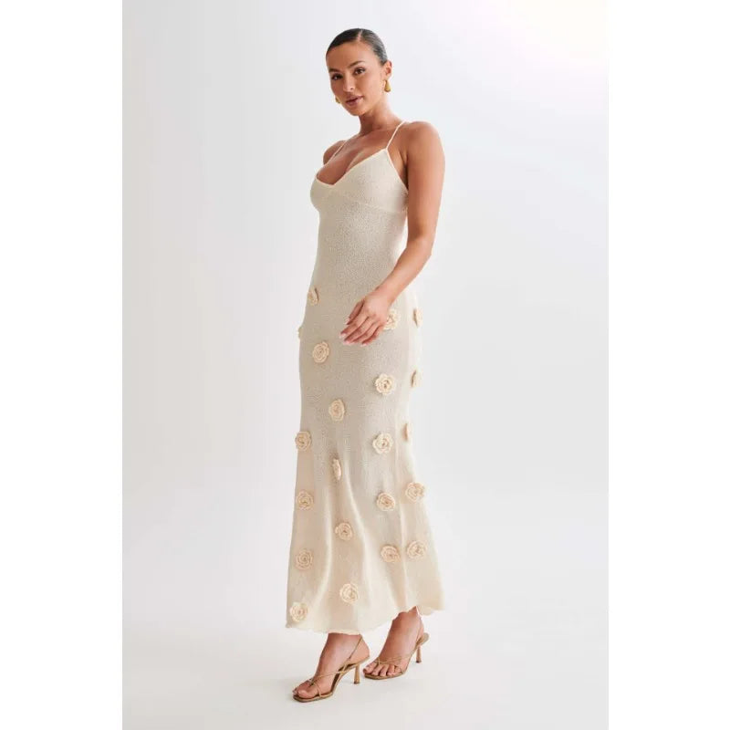 Floral Backless Knit Halter Dress for Women - Image 18