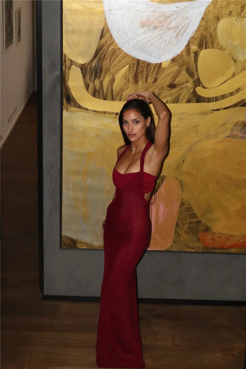 Elegant Backless Lace-Up Maxi Dress for Women - Image 17