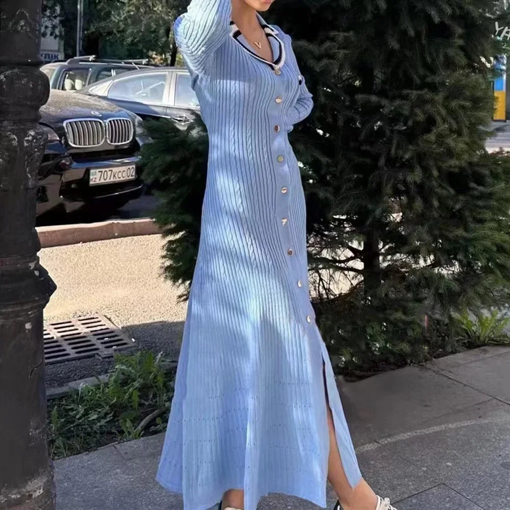 Autumn Elegant Slim Knitted Long Dress for Women - Image 16