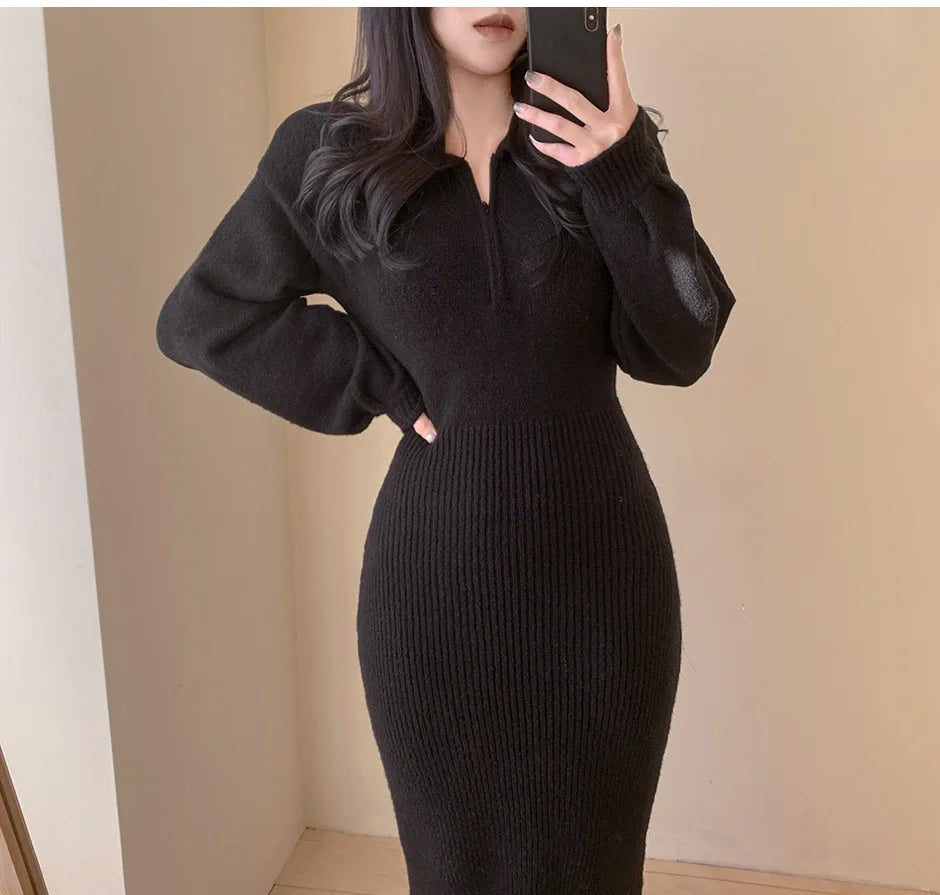 Elegant Vintage Knitted Midi Dresses for Women - Image 15