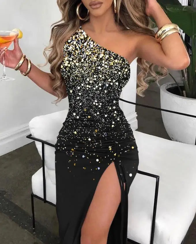 Elegant Rhinestone Multi-Strap High Slit Maxi Dress - Image 29