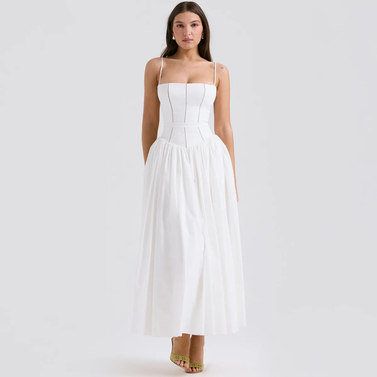 Elegant Hollow Out Flare Midi Dresses for Women - Image 12