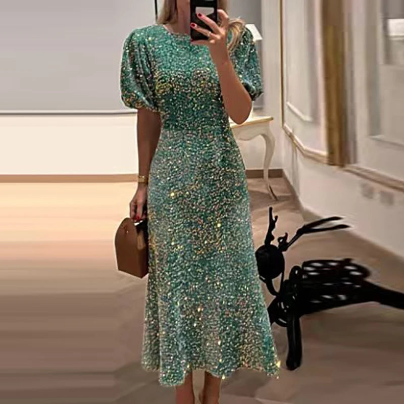 Chic Puff Sleeve Sequins Bodycon Dress for Parties - Image 7